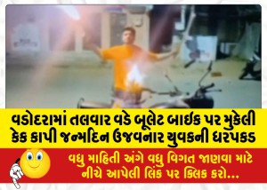 વડોદરામાં તલવાર વડે બૂલેટ બાઇક પર મુકેલી કેક કાપી જન્મદિન ઉજવનાર યુવકની ધરપકડ