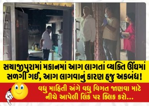 સયાજીપુરામાં મકાનમાં આગ લાગતાં વ્યક્તિ ઊંઘમાં સળગી ગઈ, આગ લાગવાનું કારણ હજુ અકબંધ!
