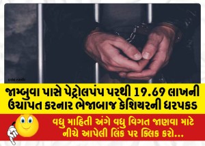 જામ્બુવા પાસે પેટ્રોલપંપ પરથી 19.69 લાખની ઉચાપત કરનાર ભેજાબાજ કેશિયરની ધરપકડ