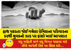હાથ પકડતા જોઈ ગયેલા પ્રેમિકાના પરિવારના ડરથી યુવકનો ઝાડ પર ફાંસો ખાઇ આપઘાત