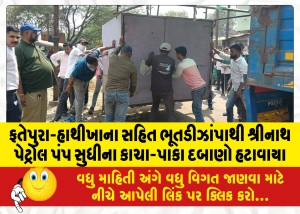 ફતેપુરા-હાથીખાના સહિત ભૂતડીઝાંપાથી શ્રીનાથ પેટ્રોલ પંપ સુધીના કાચા-પાકા દબાણો હટાવાયા