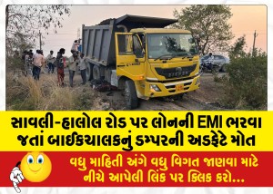 સાવલી-હાલોલ રોડ પર લોનની EMI ભરવા જતાં બાઈકચાલકનું ડમ્પરની અડફેટે મોત