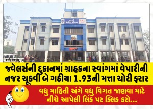 જ્વેલર્સની દુકાનમાં ગ્રાહકના સ્વાંગમાં વેપારીની નજર ચૂકવી બે ગઠીયા 1.93ની મત્તા ચોરી ફરાર