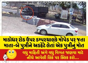 માડોધર રોડ ઉપર ડમ્પરચાલકે મોપેડ પર જતા માતા-બે પુત્રીને અડફેટે લેતાં એક પુત્રીનું મોત