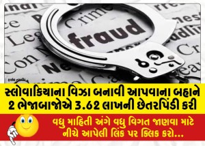 સ્લોવાકિયાના વિઝા બનાવી આપવાના બહાને 2 ભેજાબાજોએ 3.62 લાખની છેતરપિંડી કરી