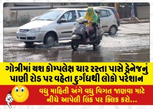 MailVadodara.com - People-are-disturbed-by-the-foul-smell-of-drainage-water-flowing-on-the-road-near-Yash-Complex-intersection-in-Gotri