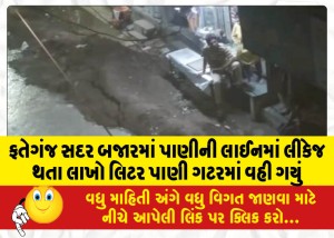 MailVadodara.com - Millions-of-liters-of-water-flowed-into-the-sewer-due-to-a-leak-in-the-water-line-in-Fatehganj-Sadar-Bazaar