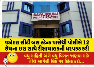MailVadodara.com - Police-arrest-rickshaw-puller-with-12-inch-knife-near-Vadodara-city-bus-stand