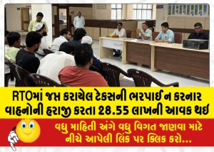 RTOમાં જપ્ત કરાયેલ ટેકસની ભરપાઈ ન કરનાર વાહનોની હરાજી કરતા 28.55 લાખની આવક થઇ