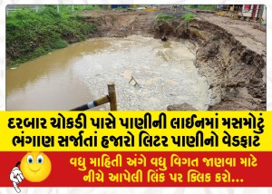 દરબાર ચોકડી પાસે પાણીની લાઈનમાં મસમોટું ભંગાણ સર્જાતાં હજારો લિટર પાણીનો વેડફાટ