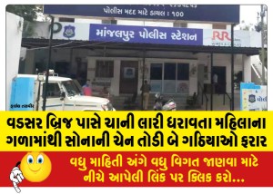 વડસર બ્રિજ પાસે ચાની લારી ધરાવતા મહિલાના ગળામાંથી સોનાની ચેન તોડી બે ગઠિયાઓ ફરાર