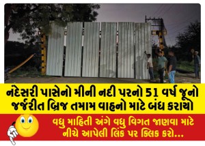 નંદેસરી પાસેનો મીની નદી પરનો 51 વર્ષ જૂનો જર્જરીત બ્રિજ તમામ વાહનો માટે બંધ કરાયો