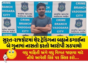 સુરત-રાજકોટમાં શેર ટ્રેડિંગના બહાને ઠગાઈના બે ગુનામાં નાસતો ફરતો આરોપી ઝડપાયો