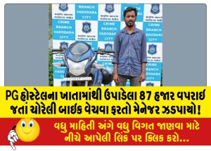 PG હોસ્ટેલના ખાતામાંથી ઉપાડેલા 87 હજાર વપરાઇ જતાં ચોરેલી બાઇક વેચવા ફરતો મેનેજર ઝડપાયો!