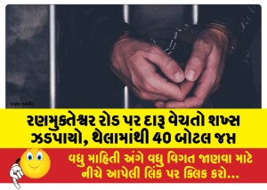 રણમુક્તેશ્વર રોડ પર દારૂ વેચતો શખ્સ ઝડપાયો, થેલામાંથી 40 બોટલ જપ્ત