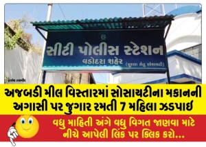 અજબડી મીલ વિસ્તારમાં સોસાયટીના મકાનની અગાસી પર જુગાર રમતી 7 મહિલા ઝડપાઇ