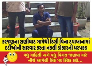 કરજણના સણીયાદ ગામેથી ડિગ્રી વિના દવાખાનામાં દર્દીઓની સારવાર કરતા નકલી ડોક્ટરની ધરપકડ