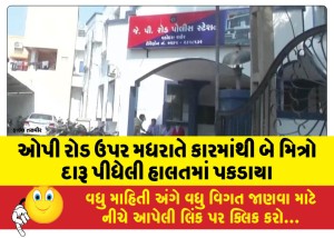 ઓપી રોડ ઉપર મધરાતે કારમાંથી બે મિત્રો દારૂ પીધેલી હાલતમાં પકડાયા