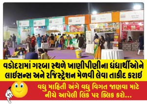 વડોદરામાં ગરબા સ્થળે ખાણીપીણીના ધંધાર્થીઓને લાઇસન્સ અને રજિસ્ટ્રેશન મેળવી લેવા તાકીદ કરાઇ