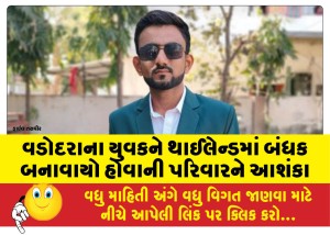વડોદરાના યુવકને થાઈલેન્ડમાં બંધક બનાવાયો હોવાની પરિવારને આશંકા 6 મહિનાથી વીડિયો કોલ કરવાનું બંધ કરી દેતા માતા-પિતાની ચિંતા વધી