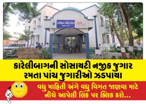 કારેલીબાગની સોસાયટી નજીક જુગાર રમતા પાંચ જુગારીઓ ઝડપાયા