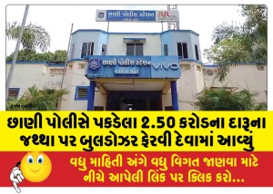 છાણી પોલીસે પકડેલા 2.50 કરોડના દારૂના જથ્થા પર બુલડોઝર ફેરવી દેવામાં આવ્યું