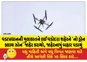 વડાપ્રધાનની મુલાકાતને લઈ વડોદરા શહેરને `નો ડ્રોન ફ્લાય ઝોન' જાહેર કરાયો, જાહેરનામું બહાર પડાયું
