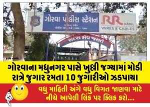 ગોરવાના મધુનગર પાસે ખુલ્લી જગ્યામાં મોડી રાત્રે જુગાર રમતા 10 જુગારીઓ ઝડપાયા