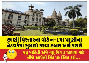 છાણી વિસ્તારના વોર્ડ નં-1માં પાણીના નેટવર્કમાં સુધારો કરવા ડબલ ખર્ચ કરાશે