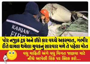 પોર નજીક ટ્રક અને ઈકો કાર વચ્ચે અકસ્માત, ગંભીર રીતે ઘાયલ થયેલા યુવકનું સારવાર મળે તે પહેલા મોત
