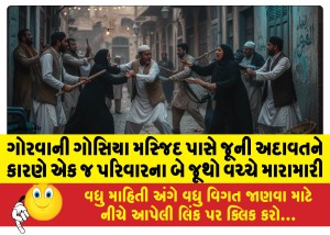 ગોરવાની ગોસિયા મસ્જિદ પાસે જૂની અદાવતને કારણે એક જ પરિવારના બે જૂથો વચ્ચે મારામારી