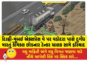 દિલ્હી-મુંબઇ એક્સપ્રેસ વે પર વડોદરા પાસે દુર્ગંધ મારતું કેમિકલ છોડનાર ટેન્કર ચાલક સામે ફરિયાદ