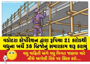 વડોદરા કોર્પોરેશન દ્વારા રૂપિયા 21 કરોડથી વધુના ખર્ચે 38 બ્રિજોનું સમારકામ શરૂ કરાયું
