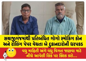 સયાજીગંજમાંથી પ્રતિબંધિત ગોગો સ્મોકિંગ કોન અને રોલિંગ પેપર વેચતા બે દુકાનદારોની ધરપકડ