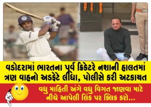 વડોદરામાં ભારતના પૂર્વ ક્રિકેટરે નશાની હાલતમાં ત્રણ વાહનો અડફેટે લીધા, પોલીસે કરી અટકાયત