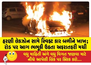 MailVadodara.com - Swift-car-catches-fire-in-front-of-Harni-Lake-Zone-Chaos-as-fire-breaks-out-on-the-road