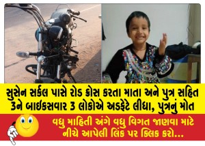 MailVadodara.com - 3-people-on-bikes-hit-a-mother-and-son-while-crossing-the-road-near-Sussan-Circle-son-dies
