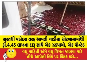 One-arrested-with-liquor-worth-Rs-4-45-lakh-from-the-trunk-of-a-vehicle-coming-from-Surat-to-Vadodara-one-wanted