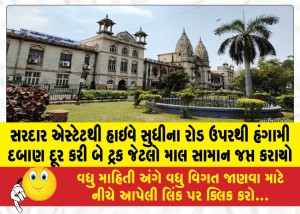 સરદાર એસ્ટેટથી હાઇવે સુધીના રોડ ઉપરથી હંગામી દબાણ દૂર કરી બે ટ્રક જેટલો માલ સામાન જપ્ત કરાયો