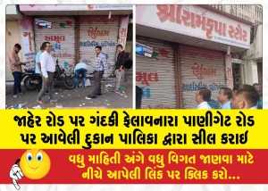 જાહેર રોડ પર ગંદકી ફેલાવનારા પાણીગેટ રોડ પર આવેલી દુકાન પાલિકા દ્વારા સીલ કરાઇ