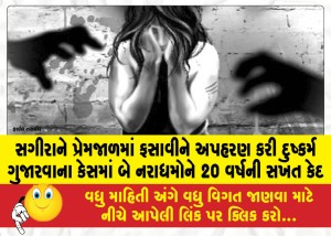 14 સગીરાને પ્રેમજાળમાં ફસાવીને અપહરણ કરી દુષ્કર્મ ગુજારવાના કેસમાં બે નરાધમોને 20 વર્ષની સખત કેદ