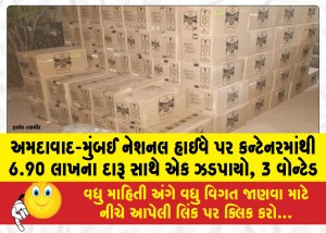 અમદાવાદ-મુંબઈ નેશનલ હાઈવે પર કન્ટેનરમાંથી 6.90 લાખના દારૂ સાથે એક ઝડપાયો, 3 વોન્ટેડ