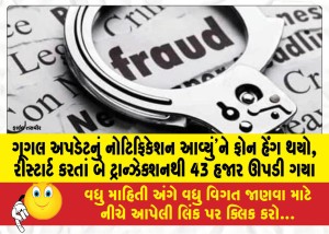 ગૂગલ અપડેટનું નોટિફિકેશન આવ્યું'ને ફોન હેંગ થયો, રીસ્ટાર્ટ કરતાં બે ટ્રાન્ઝેક્શનથી 43 હજાર ઊપડી ગયા