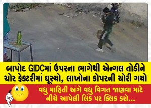 બાપોદ GIDCમાં ઉપરના ભાગેથી એન્ગલ તોડીને ચોર ફેક્ટરીમાં ઘૂસ્યો, લાખોના કોપરની ચોરી ગયો