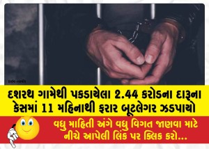 દશરથ ગામેથી પકડાયેલા 2.44 કરોડના દારૂના કેસમાં 11 મહિનાથી ફરાર બૂટલેગર ઝડપાયો