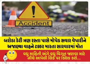 MailVadodara.com - Trader-on-moped-dies-during-treatment-after-being-hit-by-an-unidentified-vehicle-near-Baroda-Dairy-crossroads
