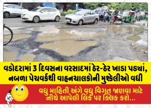 MailVadodara.com - Potholes-have-appeared-across-Vadodara-following-three-days-of-rain-shoddy-patchwork-has-increased-difficulties-for-motorists