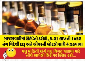 MailVadodara.com - SMC-raids-Gajarawadi-4-arrested-with-1652-bottles-of-foreign-liquor-and-beer-worth-5-01-lakh