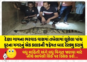 MailVadodara.com - A-five-foot-long-crocodile-that-had-entered-a-cattle-shed-in-the-Bharwad-settlement-of-Dena-village-was-rescued-after-an-hour-long-effort