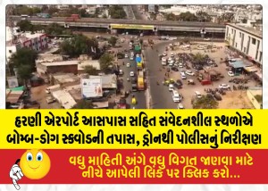 હરણી એરપોર્ટ આસપાસ સહિત સંવેદનશીલ સ્થળોએ બોમ્બ-ડોગ સ્ક્વોડની તપાસ, ડ્રોનથી પોલીસનું નિરીક્ષણ